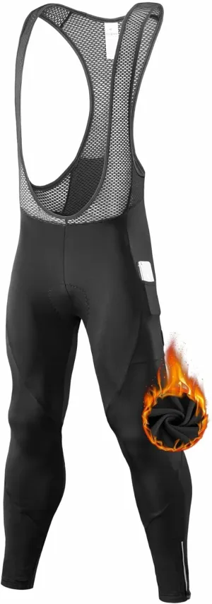 qualidyne Cycling Bib Pants for Men 4D Padded Bike Bib Tights Biking Bicycle Long Leggings with Pockets