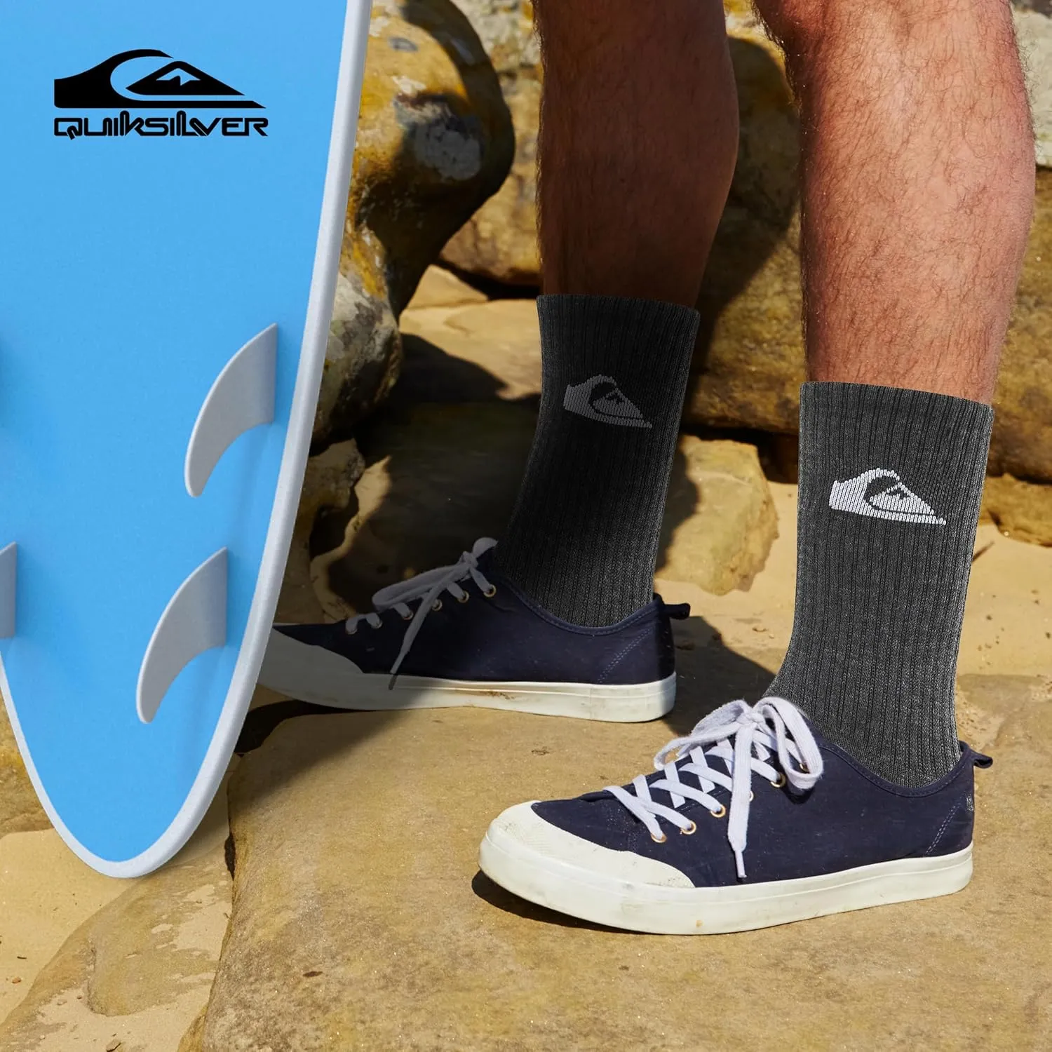 Quiksilver Mens Socks 8 Pairs Crew Socks for Men Premium Athletic Shoe Size 8-12