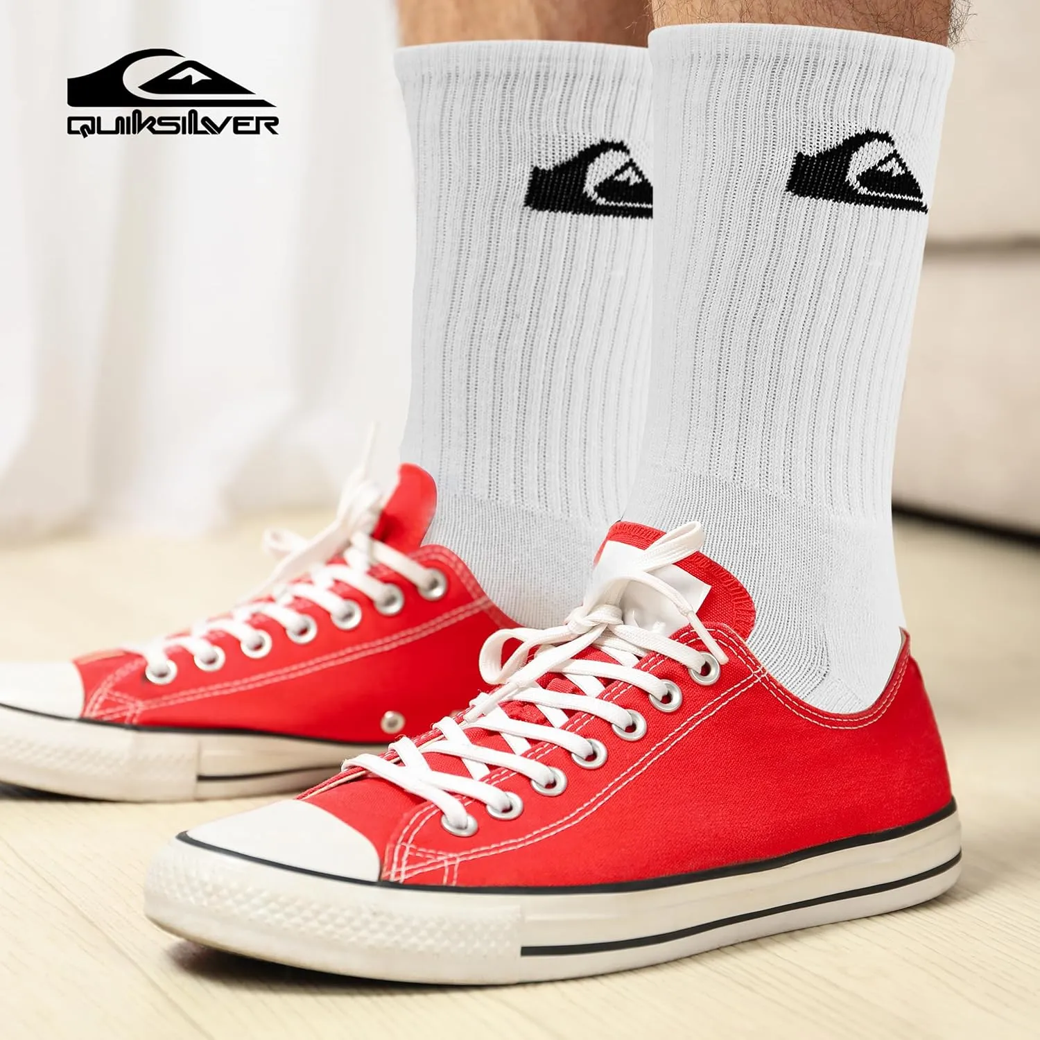 Quiksilver Mens Socks 8 Pairs Crew Socks for Men Premium Athletic Shoe Size 8-12