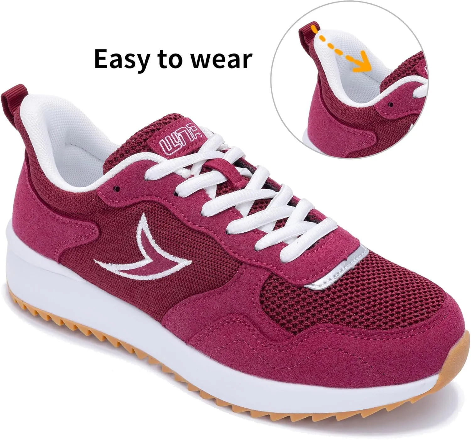 Quseek Womens Fashion Sneakers Tennis Walking Shoes Comfortable Lightweight Slip On Classic Retro Casual Non Slip Shoes for Woman Size 6-11