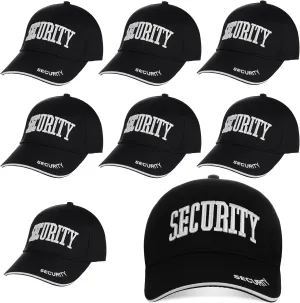Ramede 8 Pcs Security Hat Baseball Ball Cap Embroidered Cotton Adjustable Security Cap for Men Women Accessories (Black White)