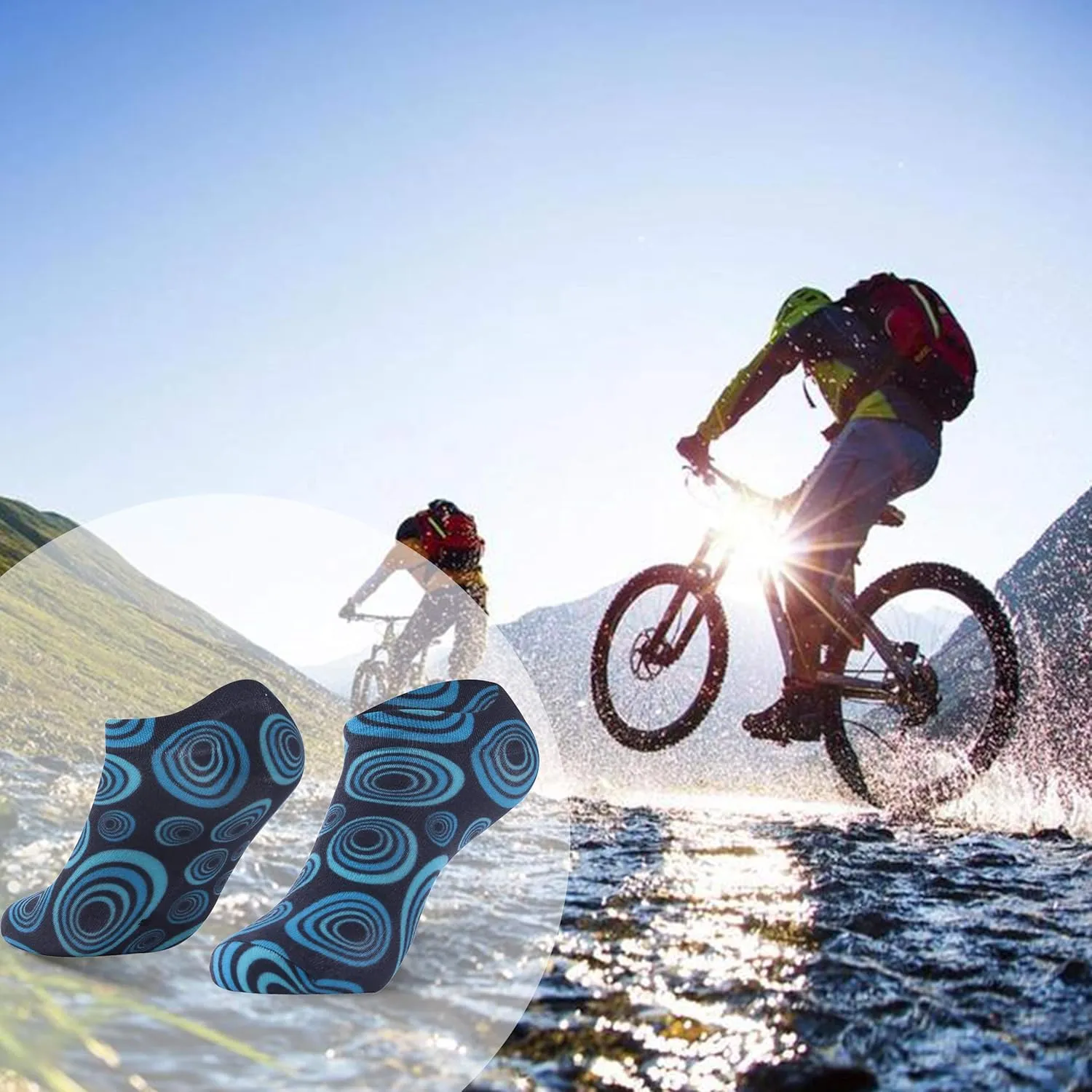 RANDY SUN Waterproof Socks, Unisex Cycling/Hunting/Fishing/Running Ankle Socks 1&2 Pair