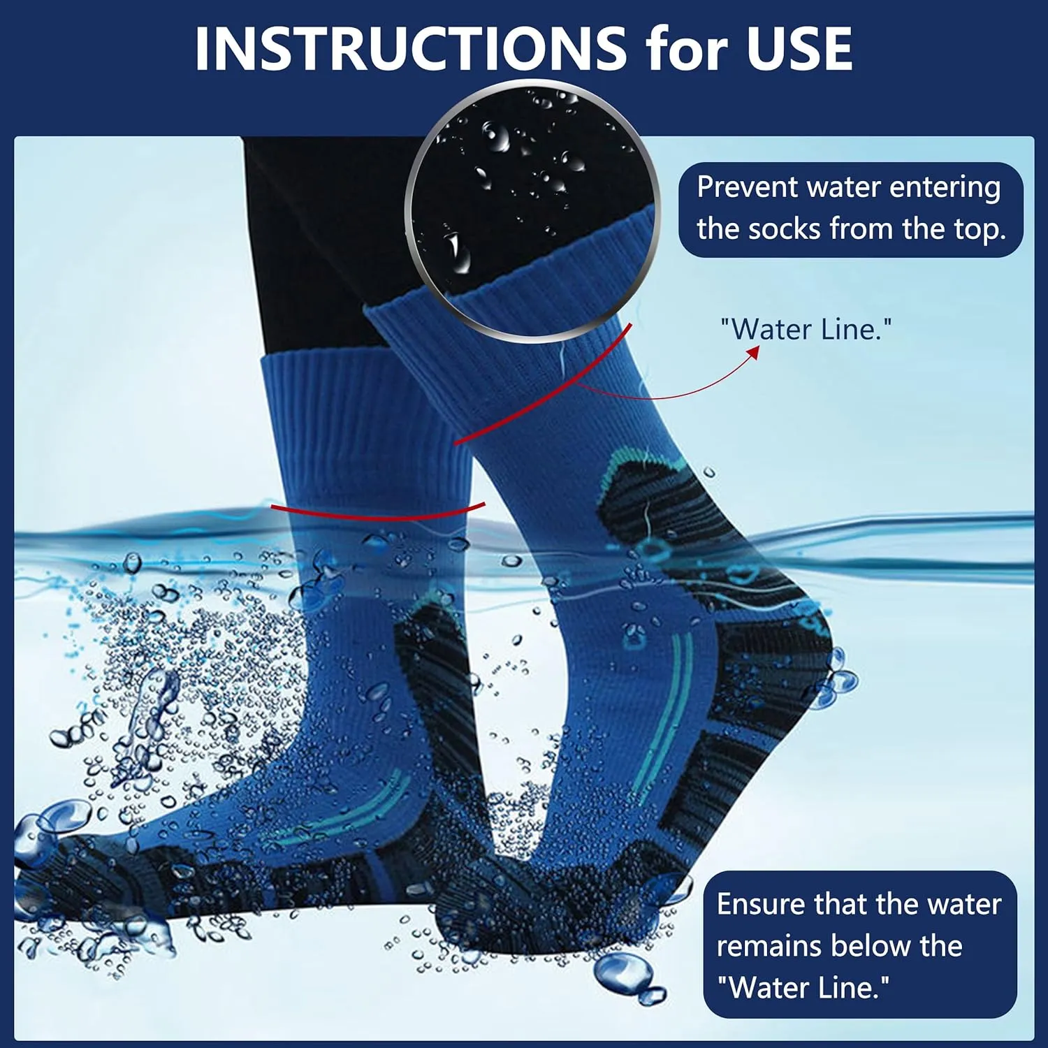 RANDY SUN Waterproof Socks, Unisex Cycling/Hunting/Fishing/Running Ankle Socks 1&2 Pair