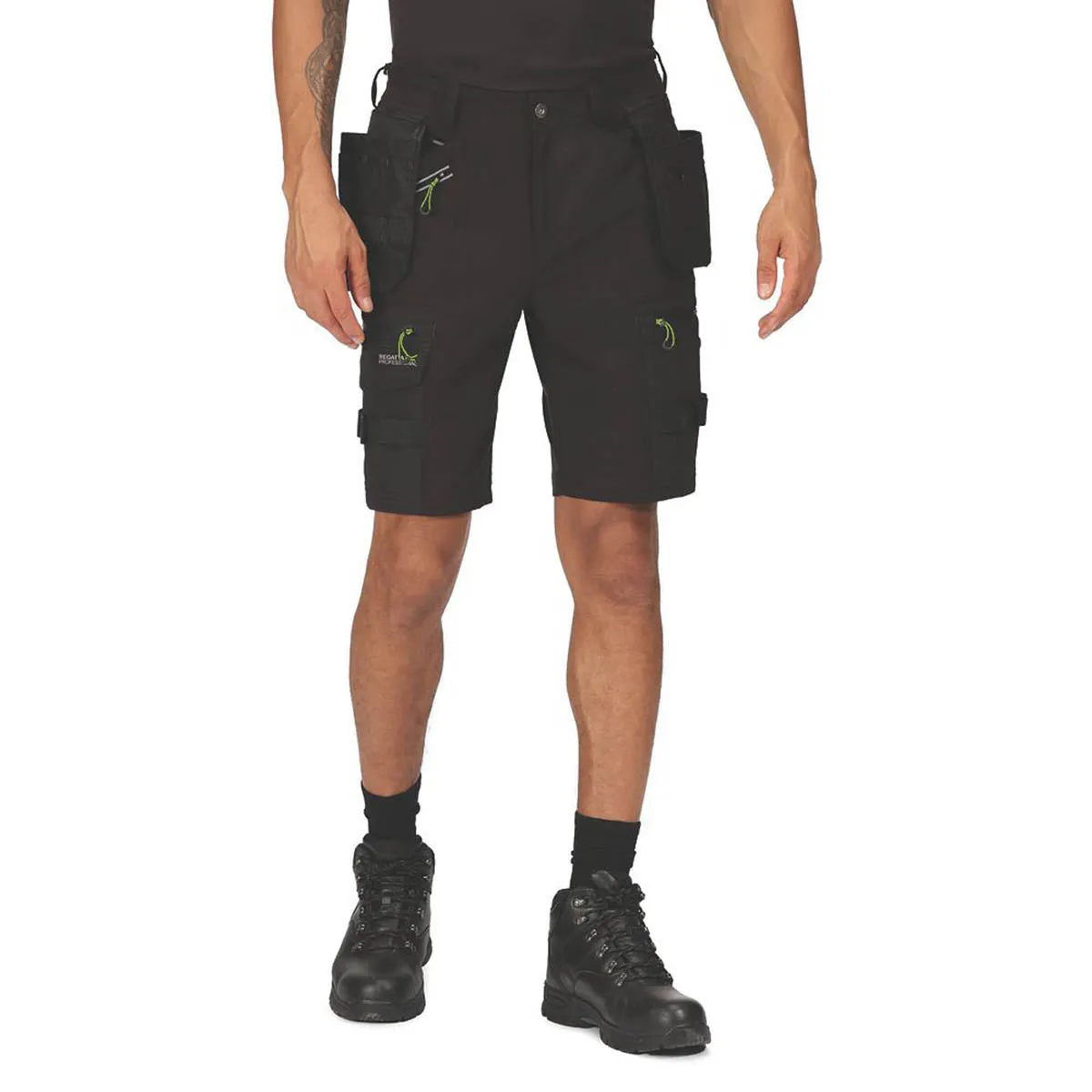 Regatta Work Shorts Mens Black Breathable Stretch Multi Pockets Cargo 32"W
