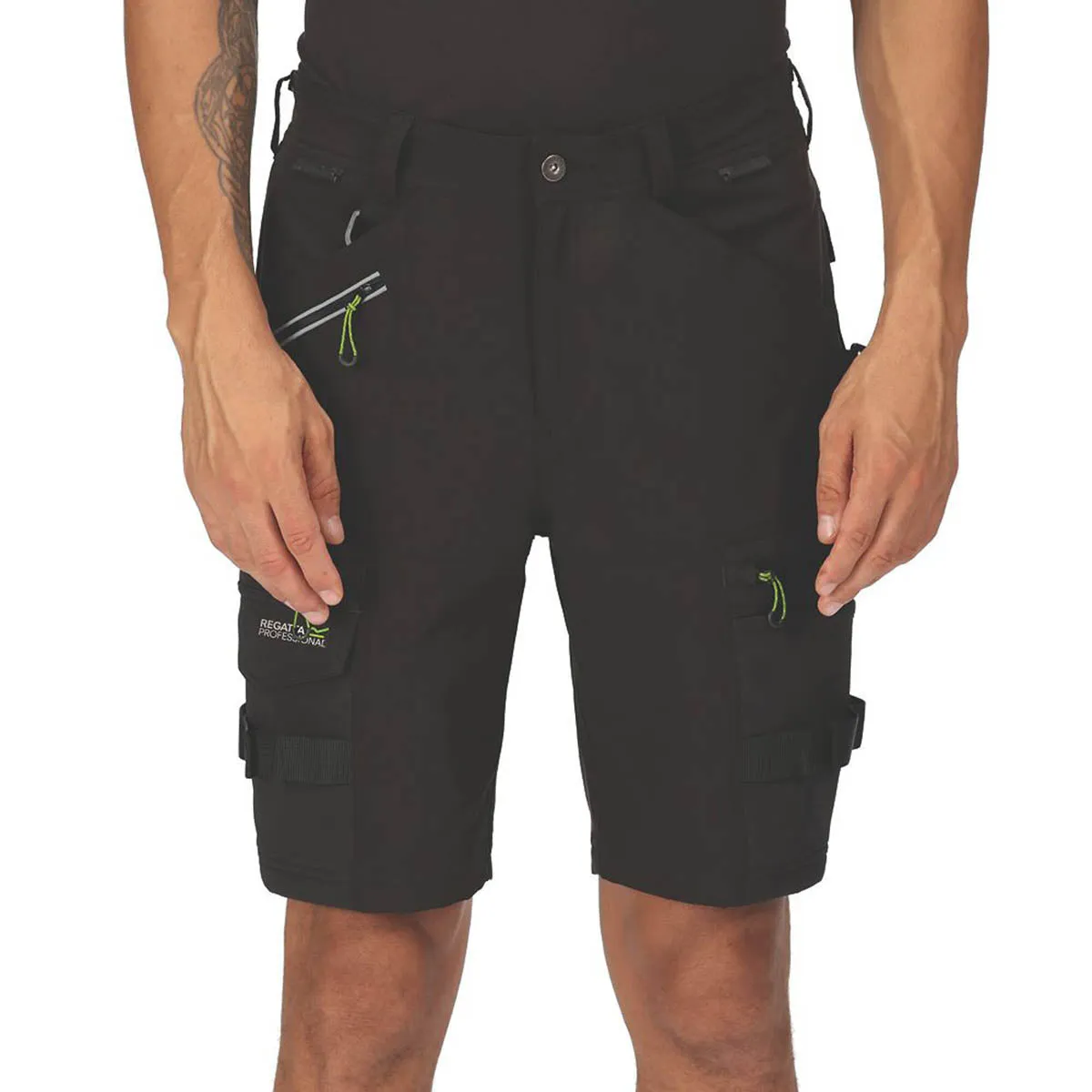 Regatta Work Shorts Mens Black Breathable Stretch Multi Pockets Cargo 32"W