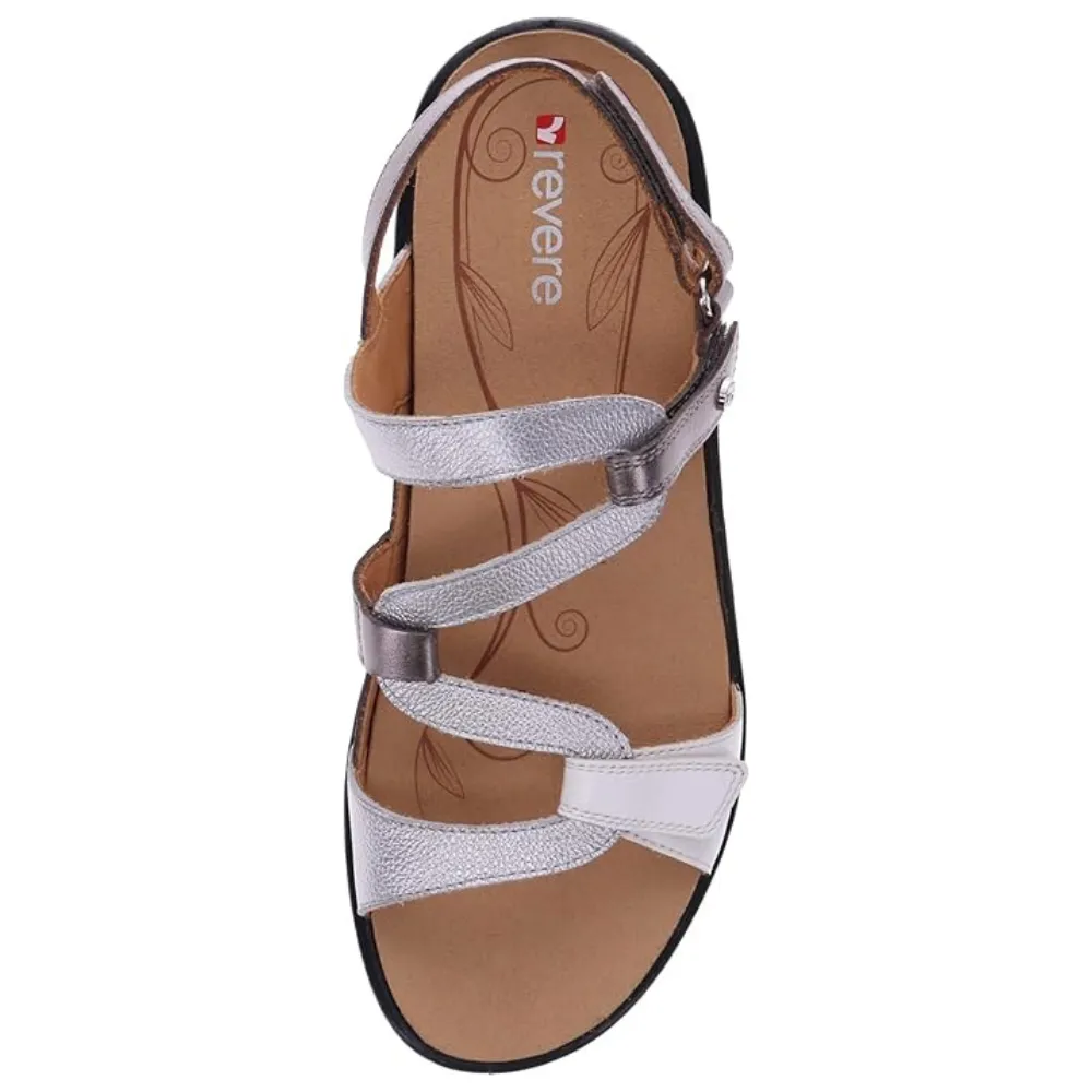 Revere Emerald 3 Strap Silver Fusion Leather Sandal (Women's)