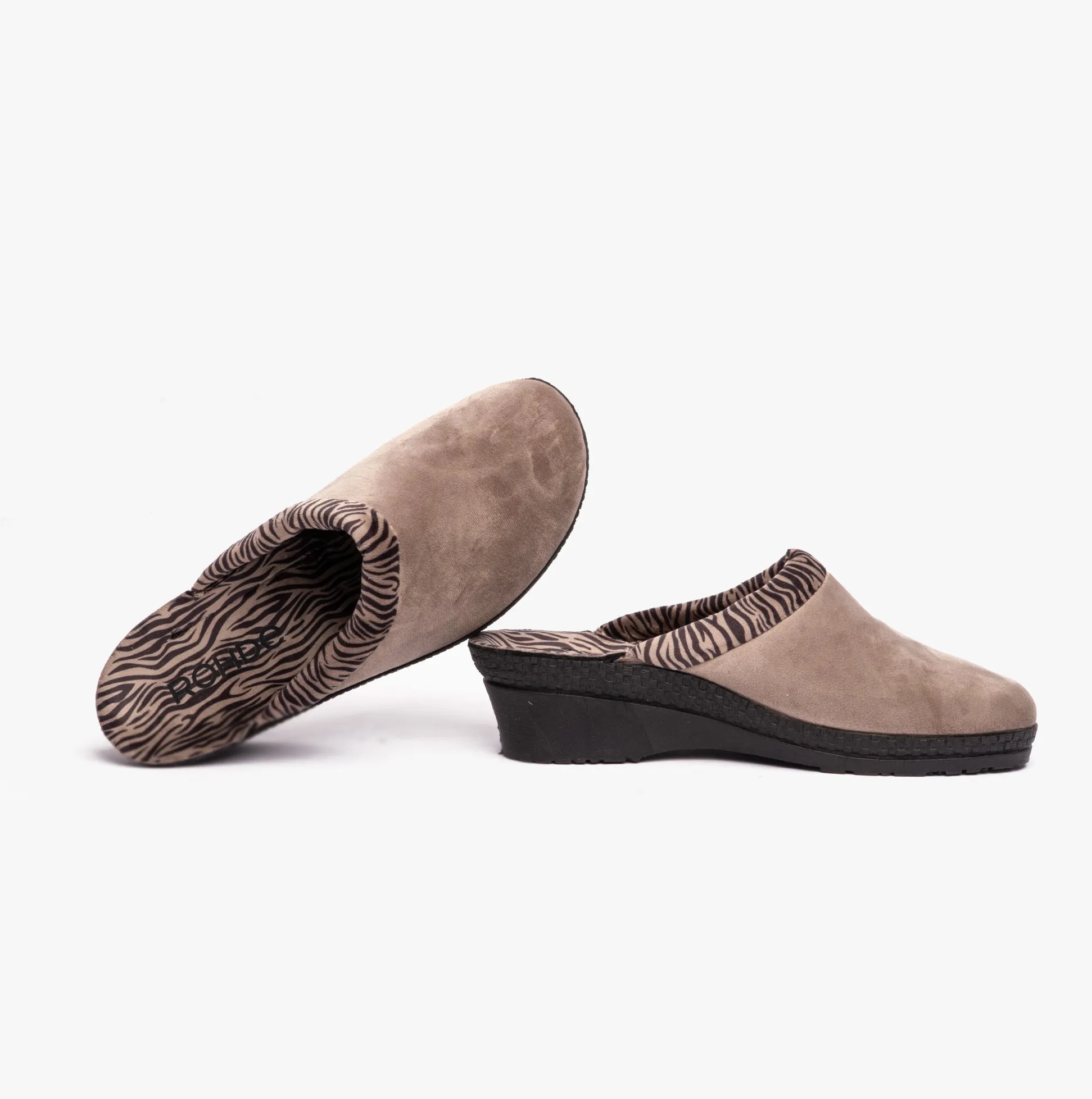 Rohde 2465 Womens Mule Slippers Cream/Zebra