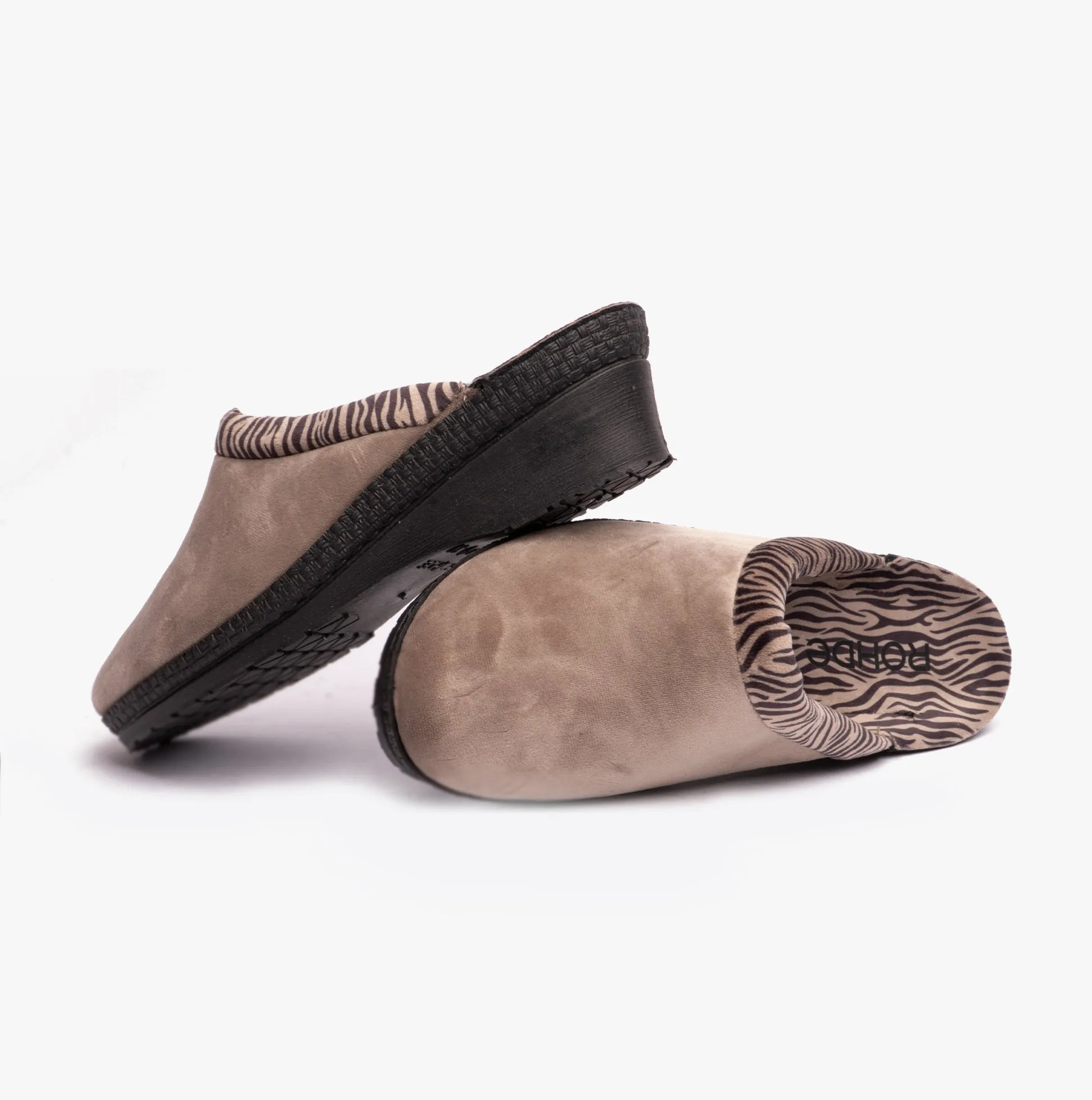 Rohde 2465 Womens Mule Slippers Cream/Zebra