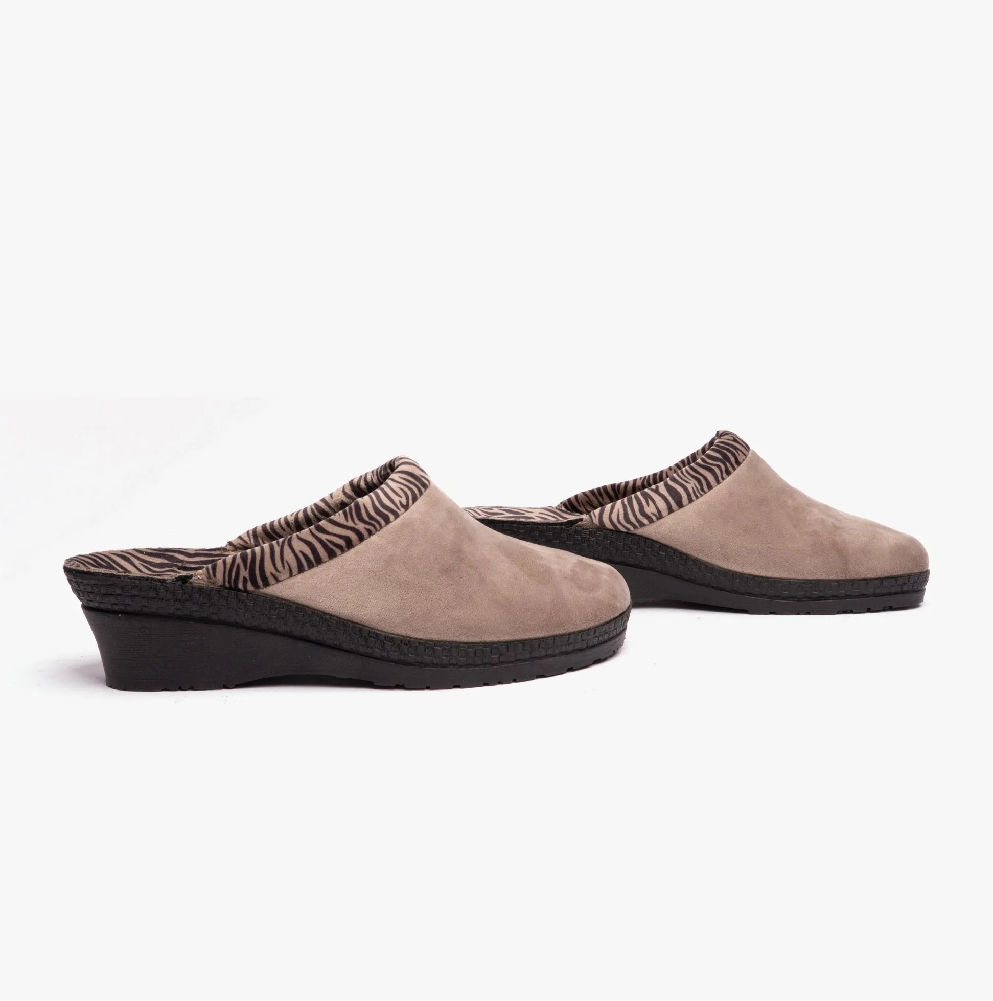 Rohde 2465 Womens Mule Slippers Cream/Zebra