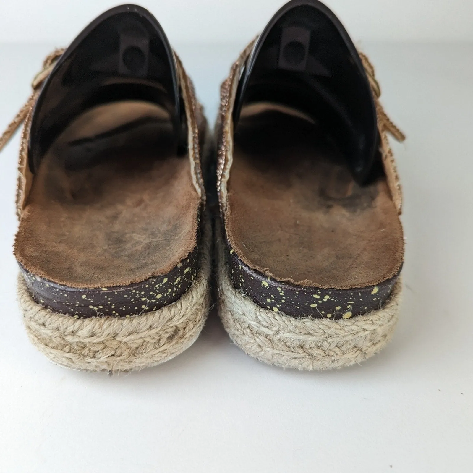 Rose Gold Espadrille Strappy Sandals