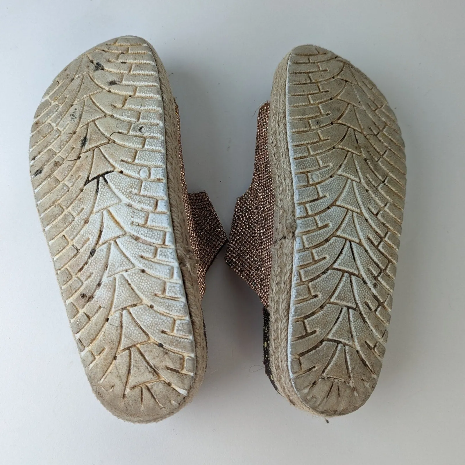 Rose Gold Espadrille Strappy Sandals