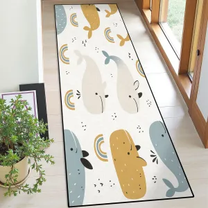 Runner Rug Washable 2x6 Hand Drawn Colored Childish Seamless Repeating Simple Flat Non-Slip Hallway Area Rug Indoor Outdoor Home Decor for Entryway Bathroom Kitchen Carpet Yoga Floor Mat