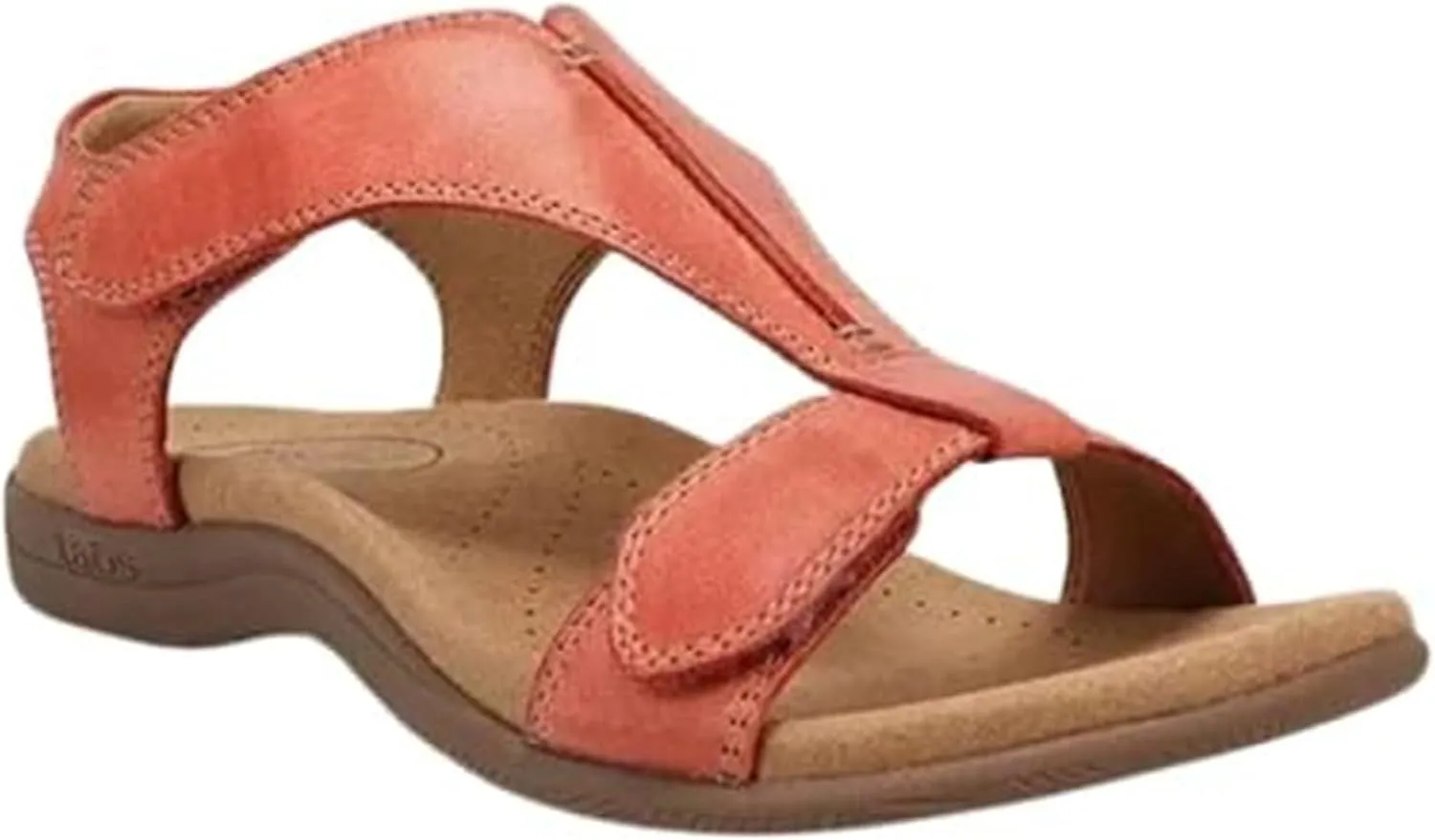 Sandals for Women Casual Summer Leather Sandal Platform Wedge Sandal Comfort Arch Support Cooling Gel Padding and an Adjustable Fit Walking Comfort Sandals,Red,US4.5/EU35