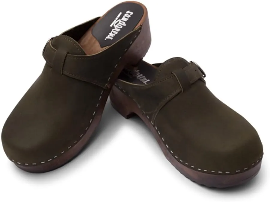 Sandgrens Handmade Swedish Wood Clogs for Men, Low Heel Mule | Halmstad