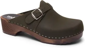 Sandgrens Handmade Swedish Wood Clogs for Men, Low Heel Mule | Halmstad