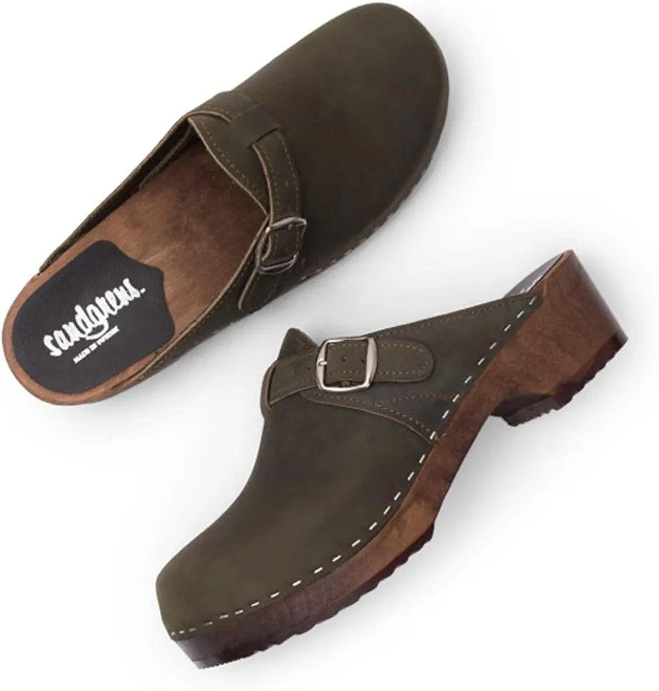 Sandgrens Handmade Swedish Wood Clogs for Men, Low Heel Mule | Halmstad