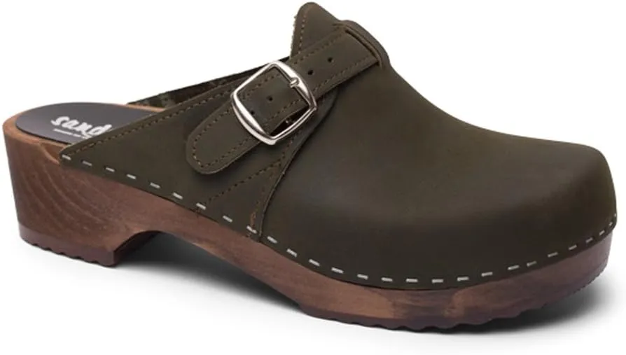 Sandgrens Handmade Swedish Wood Clogs for Men, Low Heel Mule | Halmstad