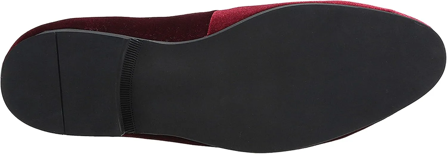 Santimon Men's Velvet Loafers Casual Slip on Dress Shoes with Gold Embroidery Smoking Slippers Flats