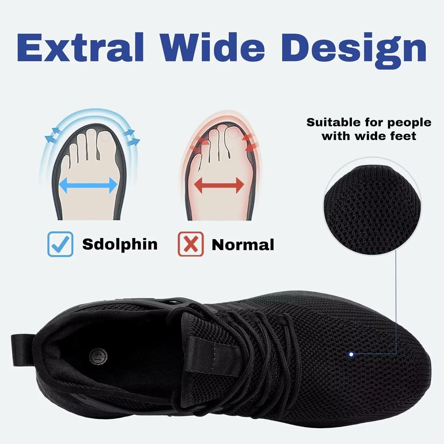 SDolphin Men's Running Shoes Sneakers - Tennis Workout Walking Gym Athletic Rubber Sole Breathable Comfortable Non Slip Fashion Shoes