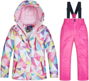 SEARIPE Girls Ski Jacket and Pant Set Winter Warm Snowsuits Kids Toddler Waterproof Outdoor Ski Suit