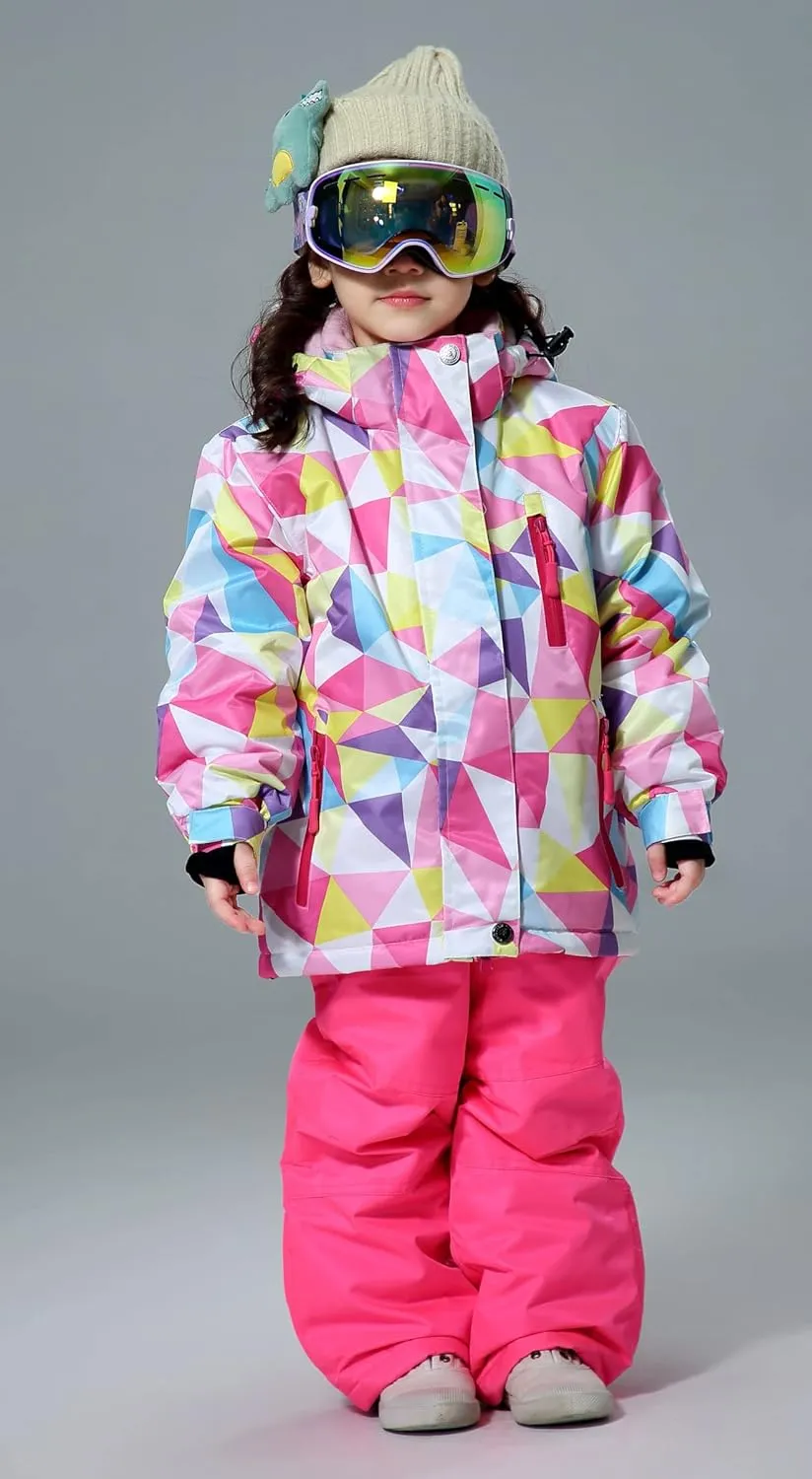 SEARIPE Girls Ski Jacket and Pant Set Winter Warm Snowsuits Kids Toddler Waterproof Outdoor Ski Suit