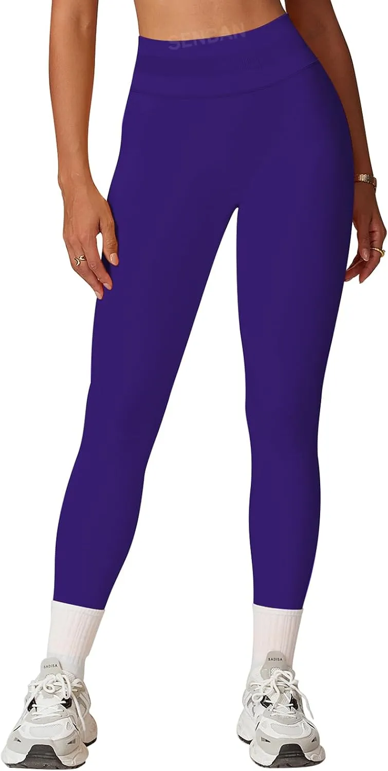 SENBAN Women's High Waisted Leggings Seamless Workout Gym Yoga Pants Tummy Control Smile Contour Activewear Tights