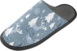 senya Grey Snowflakes Spruce Tree Fuzzy Slippers Soft Home Bedroom Slippers for Women Men House Shoes