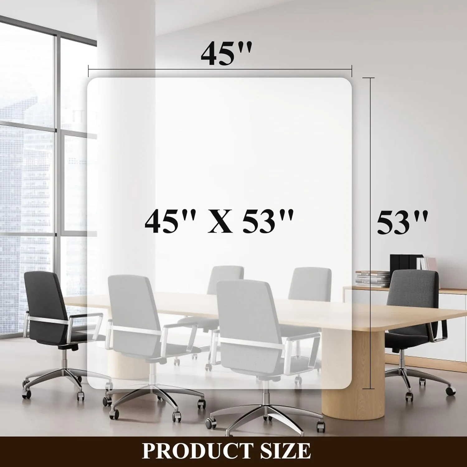 SHAREWIN Office Chair Mat for Hard Floors - 45''×53'',Heavy Duty Clear Wood/Tile Floor Protector PVC Transparent