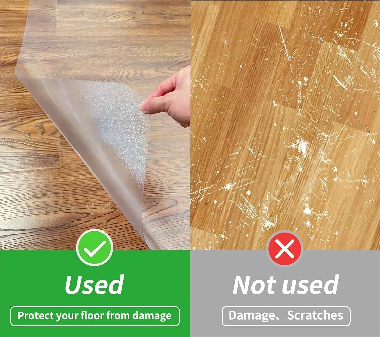 SHAREWIN Office Chair Mat for Hard Floors - 45''×53'',Heavy Duty Clear Wood/Tile Floor Protector PVC Transparent