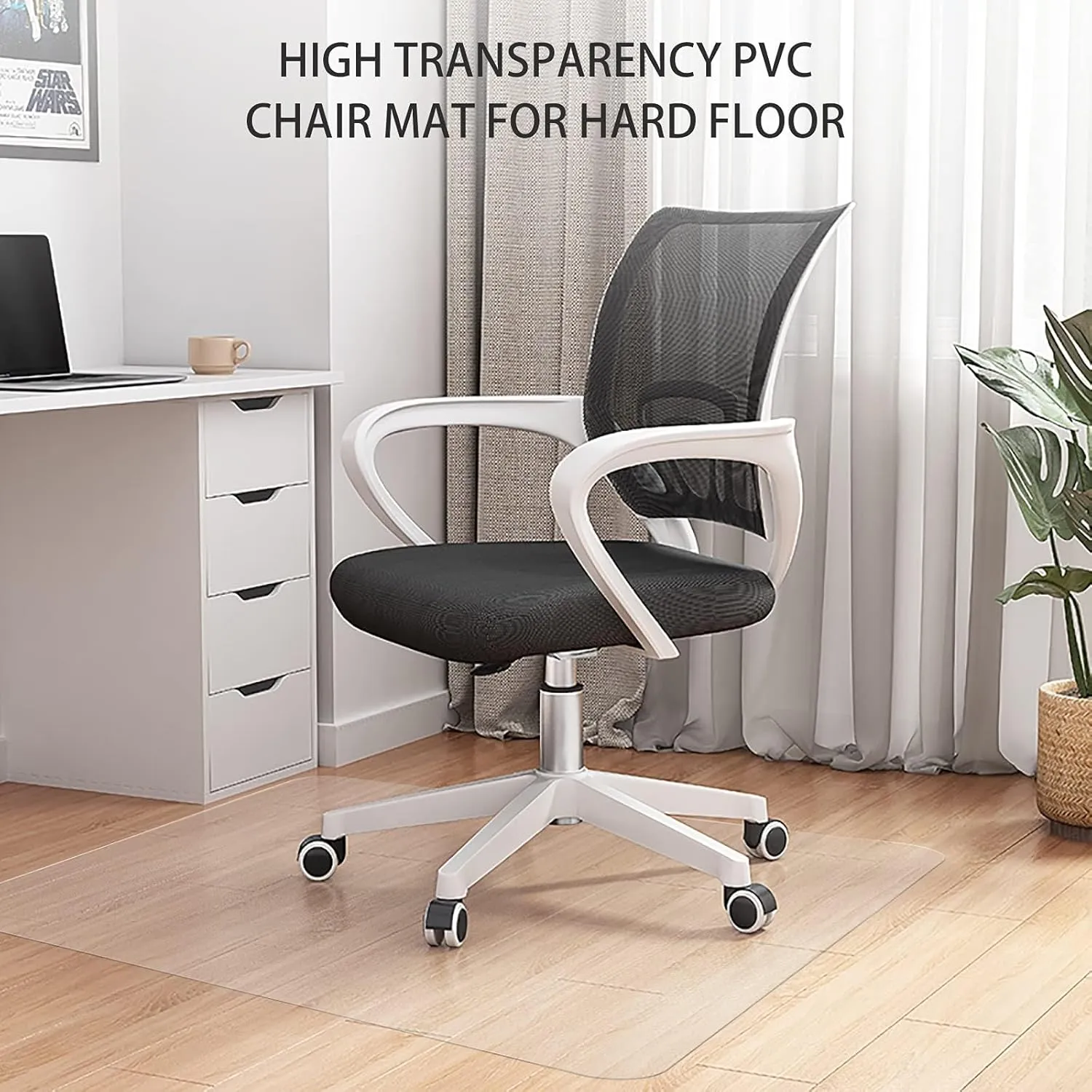 SHAREWIN Office Chair Mat for Hard Floors - 45''×53'',Heavy Duty Clear Wood/Tile Floor Protector PVC Transparent