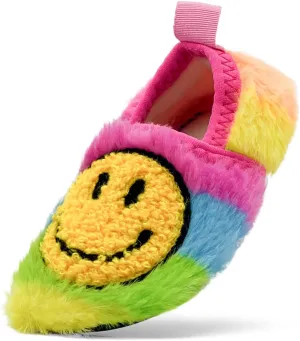 sharllen Smile Face Slippers Kids Girls Boys Plush Cute Warm Soft Happy Face Socks Slippers Shoes Fuzzy Cozy Non-Slip Toddler Slide Slippers for Little Big Kids Winter Indoor Outdoor