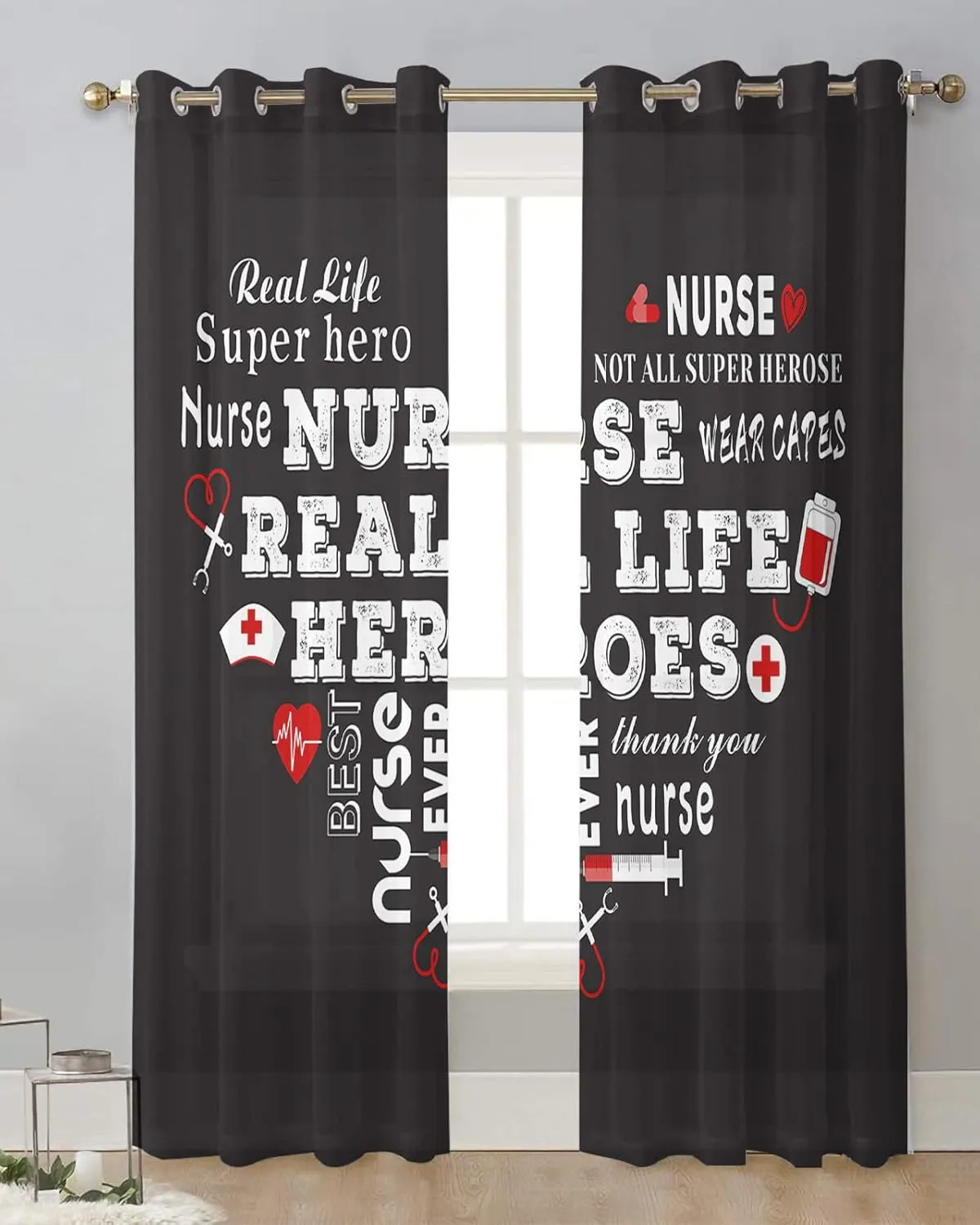 Sheer Curtains 45 inch Length for Living Room, I Love You MOM, Best Mama Ever,Truck Dwarf Love Gift Wood Texture Window Treatments Light Filter Drapes Grommet Semi Sheer Curtains for Bedroom,2 Panels