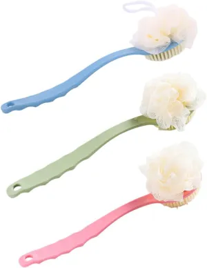 Shower Brush Bath Set 3-Piece Long Handle Bath Brush Exfoliating Scrubbers Body Exfoliator for Women Men Random Color