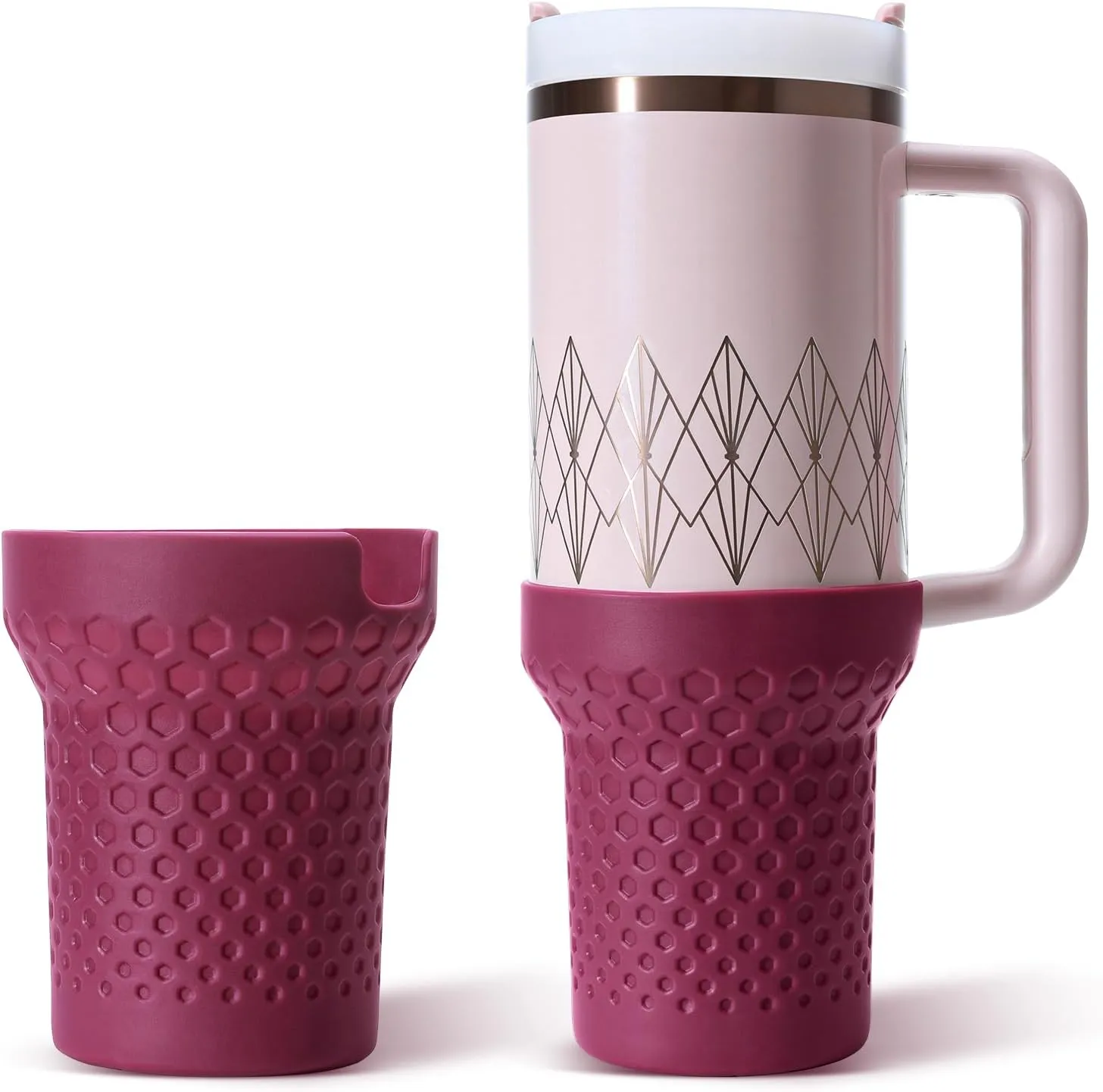 Silicone Boot for Stanley Cup 40 oz, Purple Neon Boot Sleeve Cover Fit with Stanley H2.0 and Quencher Adventure Tumbler Accessories (Dark Purple, 40oz)