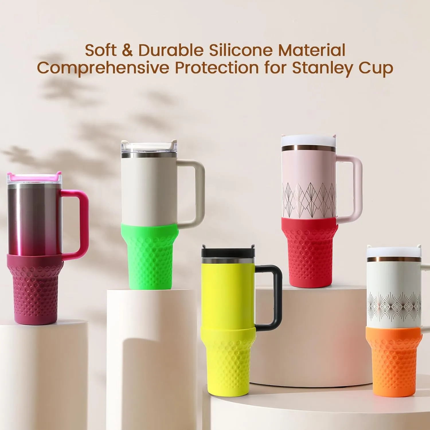 Silicone Boot for Stanley Cup 40 oz, Purple Neon Boot Sleeve Cover Fit with Stanley H2.0 and Quencher Adventure Tumbler Accessories (Dark Purple, 40oz)