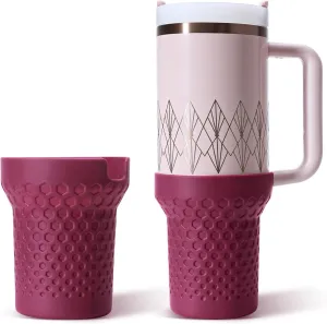 Silicone Boot for Stanley Cup 40 oz, Purple Neon Boot Sleeve Cover Fit with Stanley H2.0 and Quencher Adventure Tumbler Accessories (Dark Purple, 40oz)