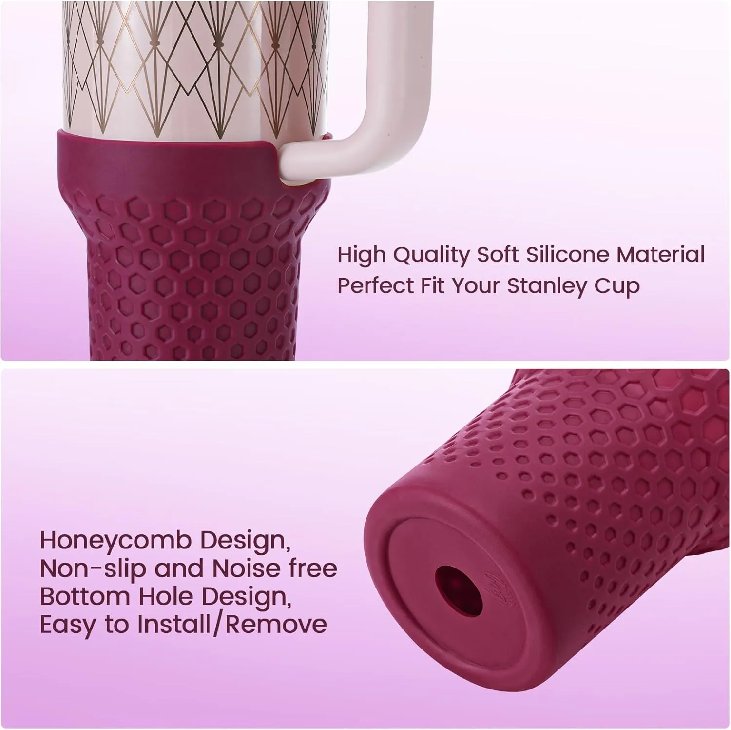 Silicone Boot for Stanley Cup 40 oz, Purple Neon Boot Sleeve Cover Fit with Stanley H2.0 and Quencher Adventure Tumbler Accessories (Dark Purple, 40oz)