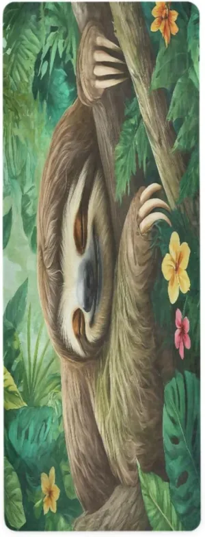 Sleeping Sloth Yoga Mat Non Slip Fitness Exercise Mat with Carrying Bag,Thick and Soft Breathable All-Purpose Fitness Mat for Yoga,Pilates & Floor Exercises