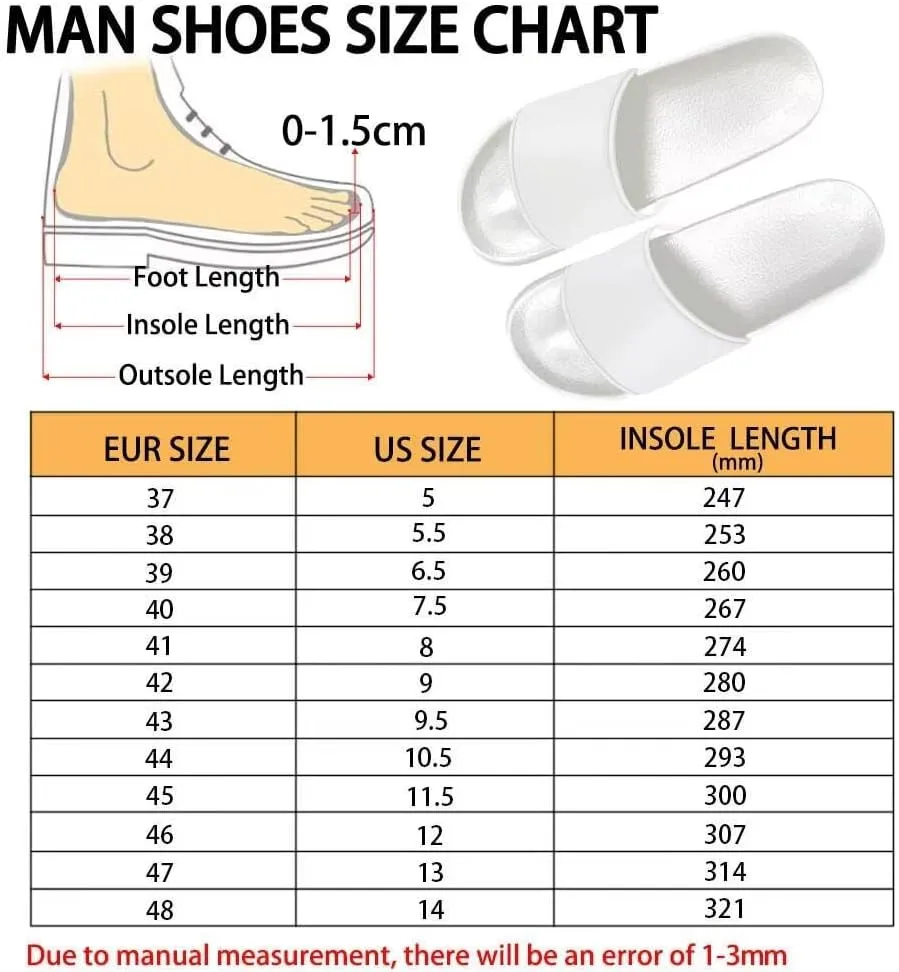Slide Sandal for Men Boys Lightweight Casual Open Toe Flat Slides Shower Slippers for Home Bathroom Beach Pool