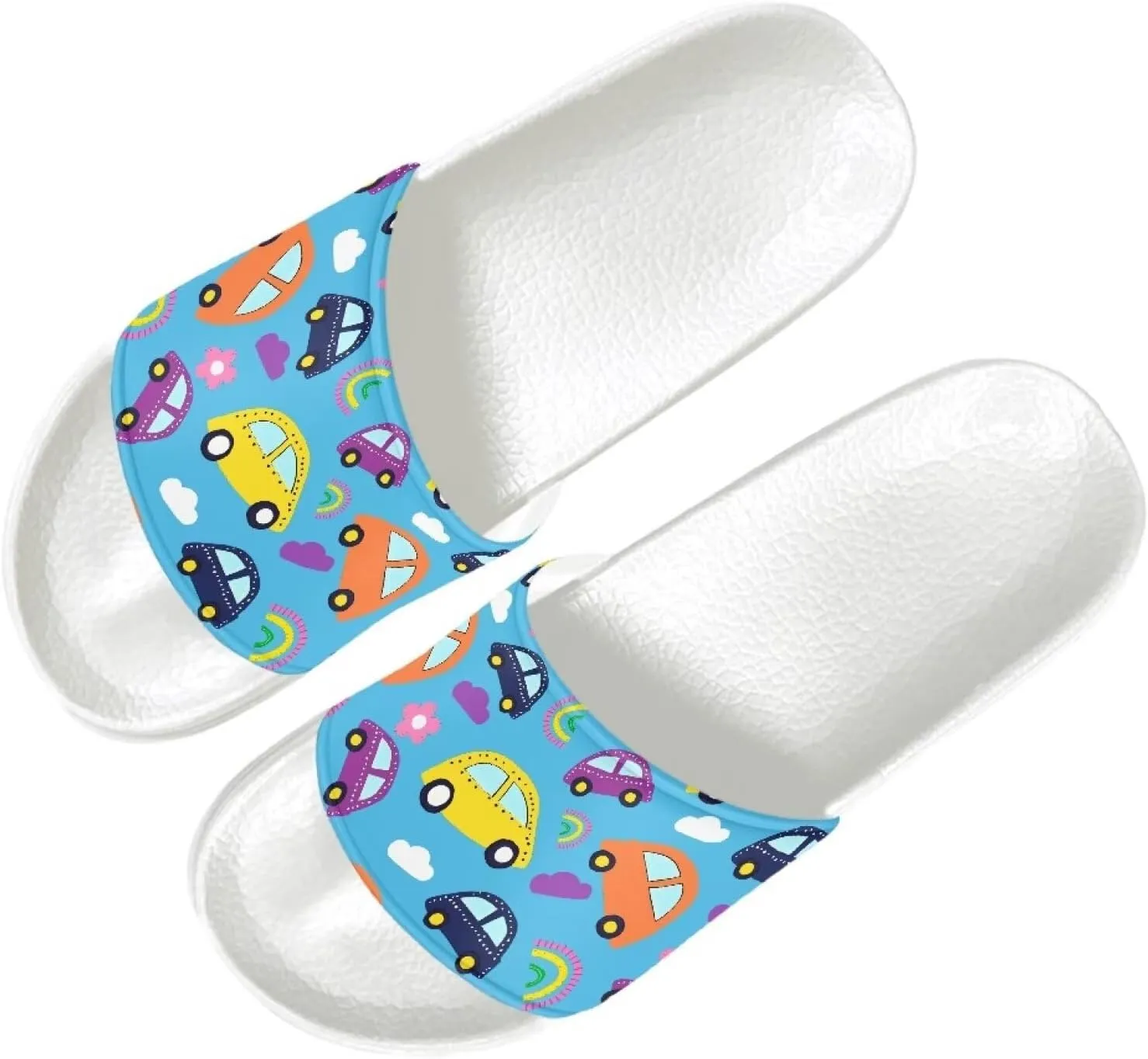 Slide Sandal for Men Boys Lightweight Casual Open Toe Flat Slides Shower Slippers for Home Bathroom Beach Pool