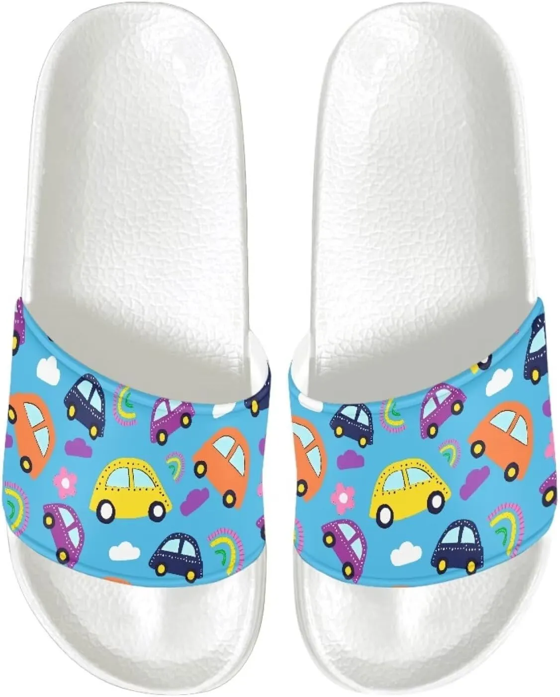 Slide Sandal for Men Boys Lightweight Casual Open Toe Flat Slides Shower Slippers for Home Bathroom Beach Pool