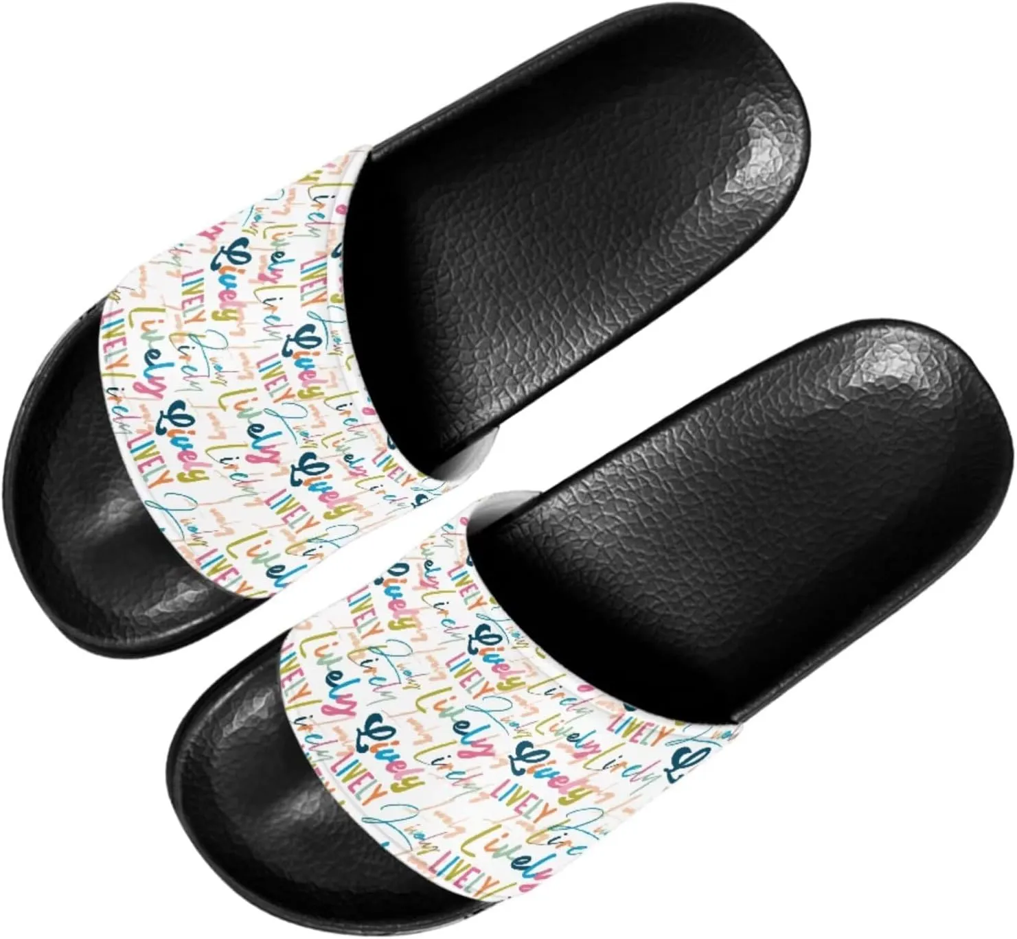 Slide Sandals Slippers for Women and Men, Cozy PU Uppers EVA Sole Non Slip Quick Drying Shower Shoes Bathroom Office
