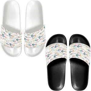 Slide Sandals Slippers for Women and Men, Cozy PU Uppers EVA Sole Non Slip Quick Drying Shower Shoes Bathroom Office
