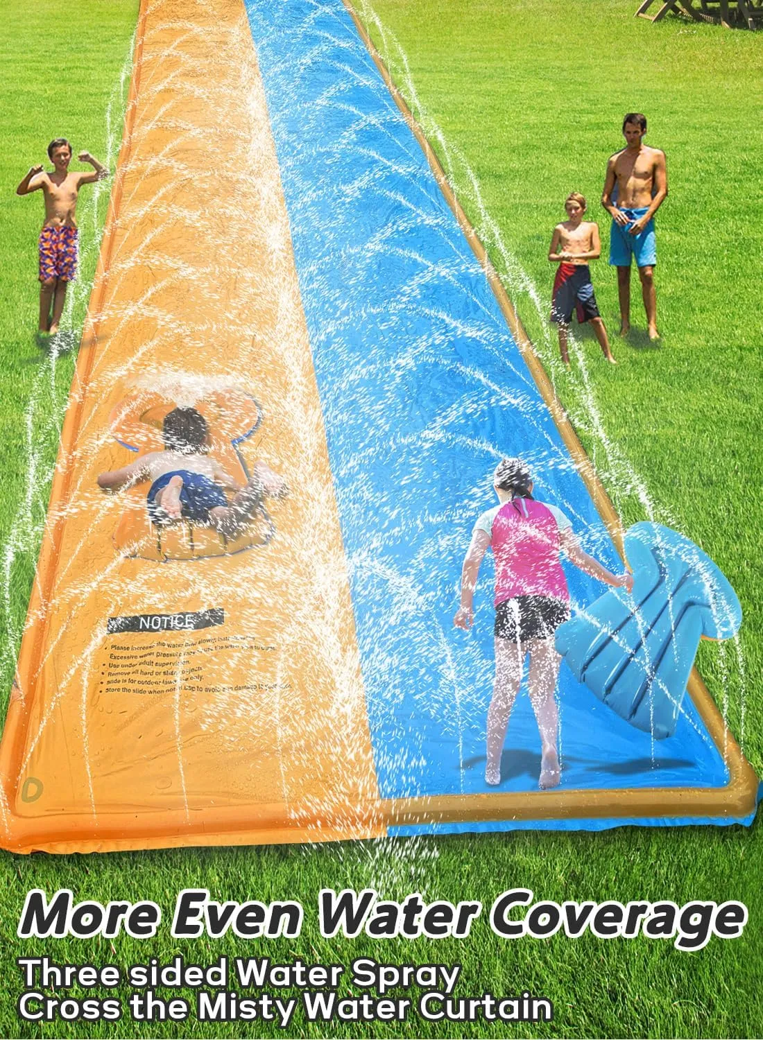Slip and Water Slide for Kids and Adults 40FT Extra Long Water Slide for Backyard Heavy Duty Lawn Summer Outdoor Water Toys