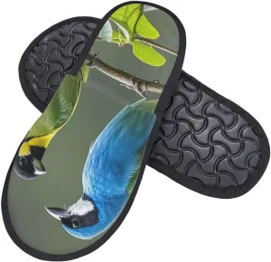Slippers for Women Men Memory Foam Slippers Birds nature green colors House Slippers Winter Slides Indoor House Shoes