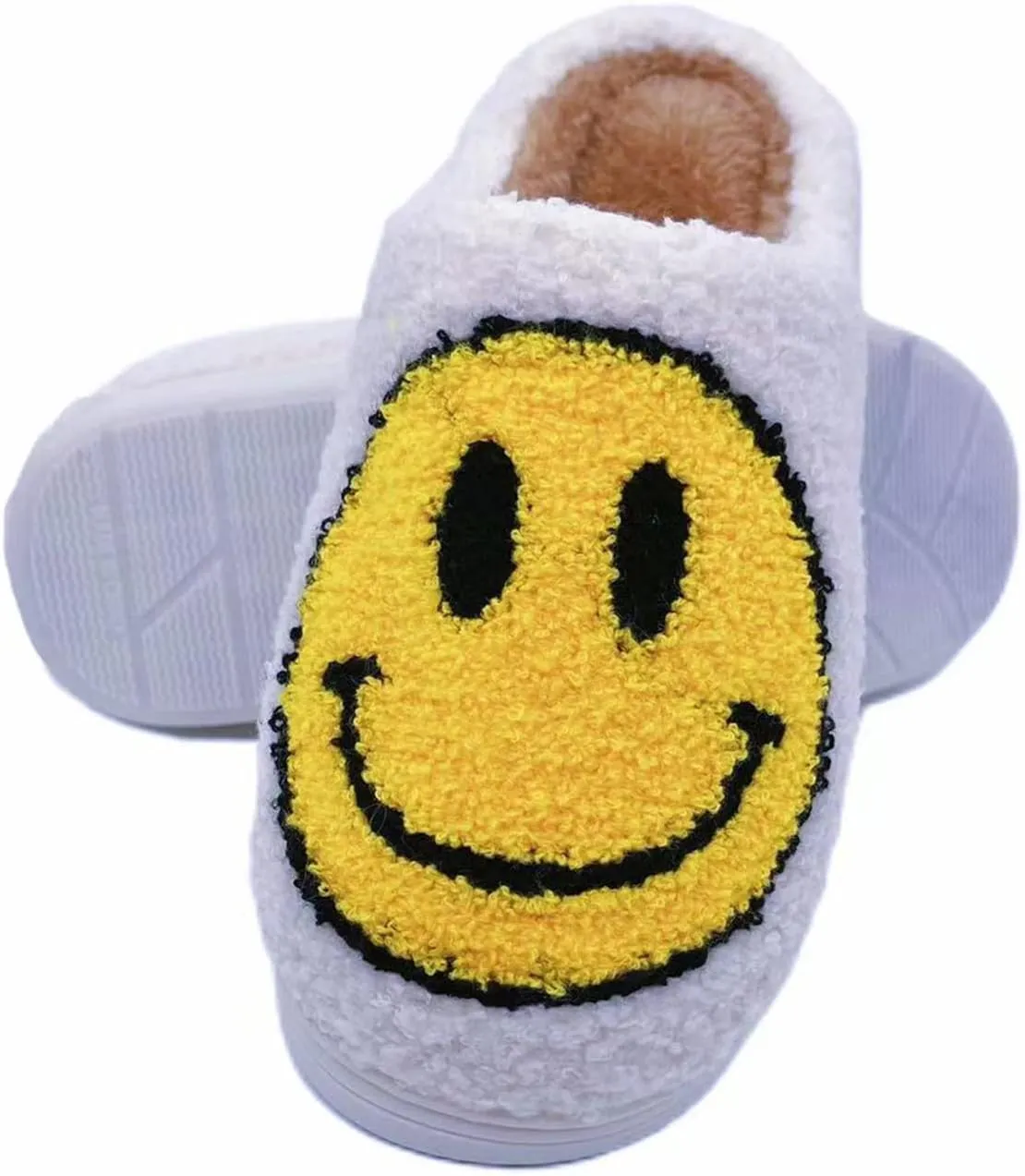 Smile Face Slippers Women Men Toddlers House Slippers for Kids Waterproof Sole Fuzzy Slide Boys Girls Slip-on Shoes for Women