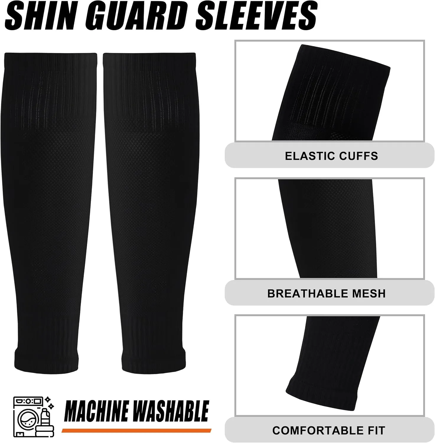 Soccer Socks Men, Anti Slip Soccer Socks, Grip Socks, Shin Guard Sleeves, Dual Pack