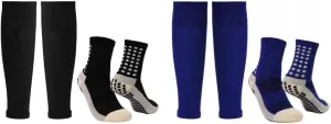 Soccer Socks Men, Anti Slip Soccer Socks, Grip Socks, Shin Guard Sleeves, Dual Pack