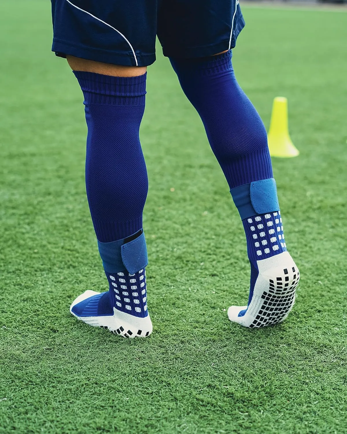 Soccer Socks Men, Anti Slip Soccer Socks, Grip Socks, Shin Guard Sleeves, Dual Pack