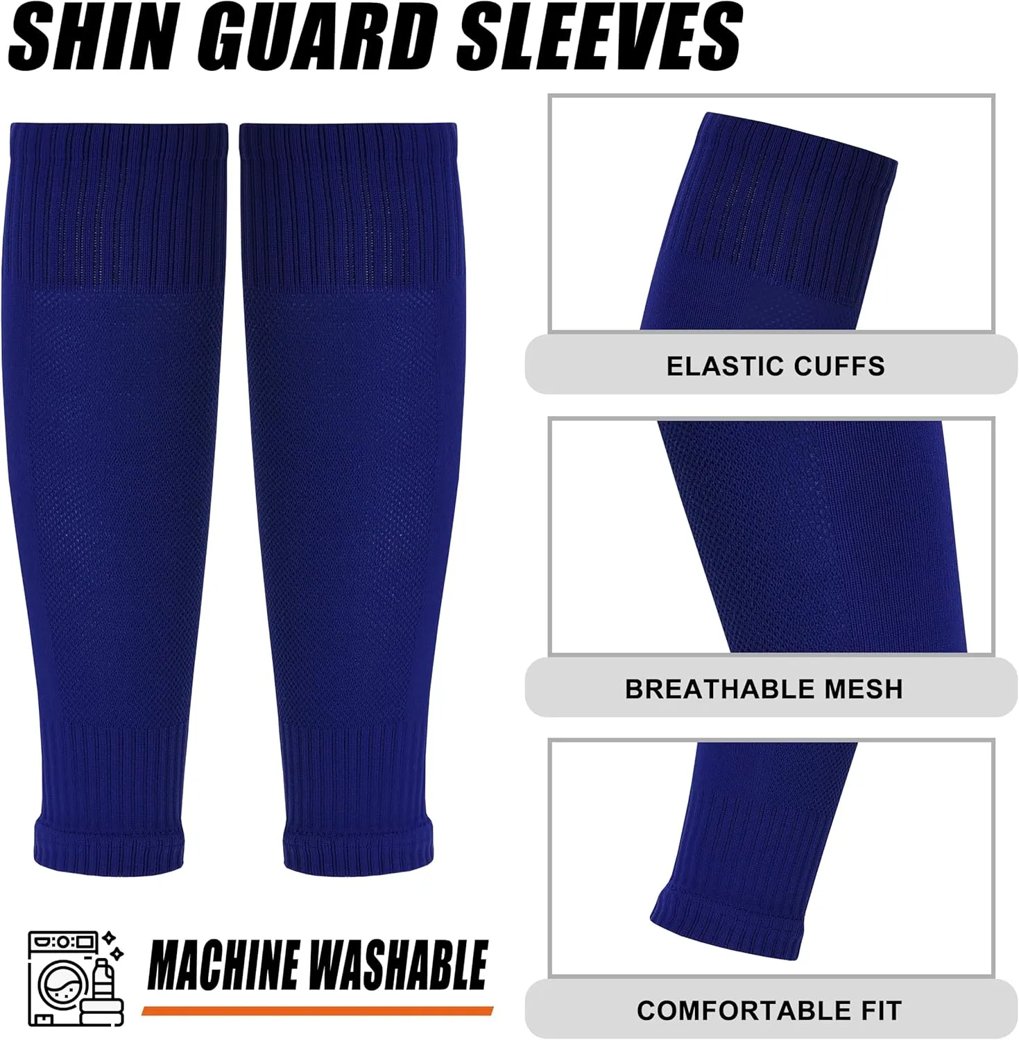 Soccer Socks Men, Anti Slip Soccer Socks, Grip Socks, Shin Guard Sleeves, Dual Pack